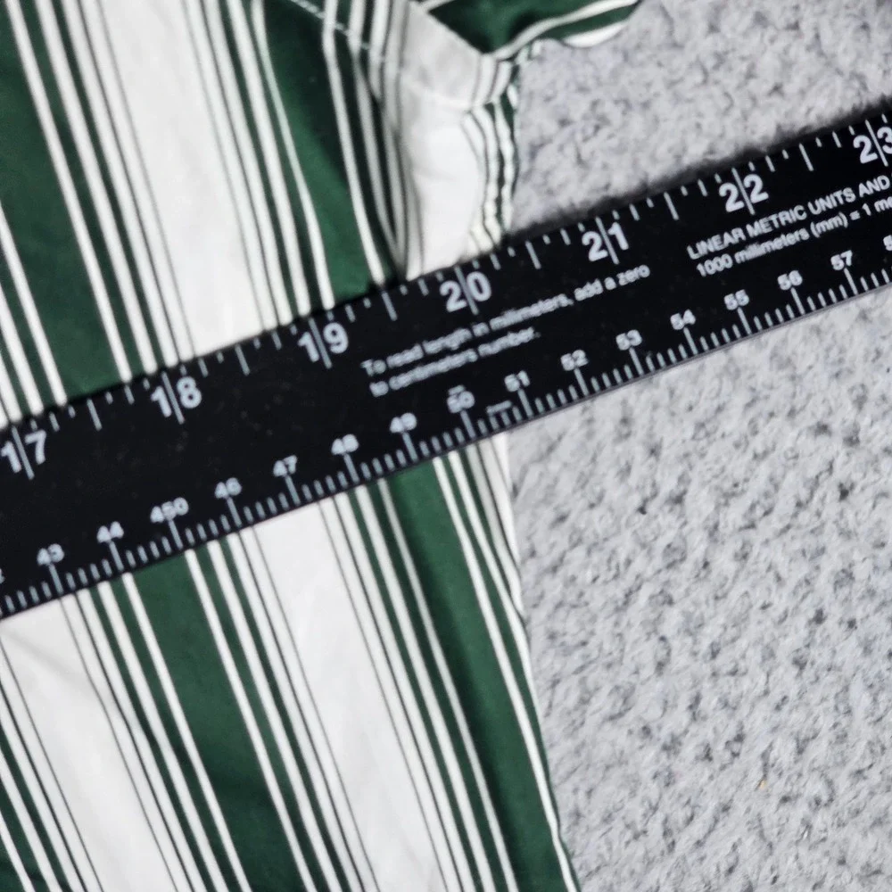 Gucci Button Down Men 16 Green White Striped Long Sleeve Cotton Dress Shirt 41